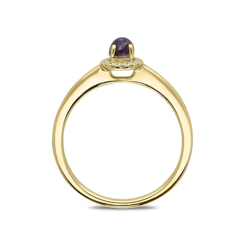 18ct Yellow Gold Blue John Diamond Round Cluster Ring