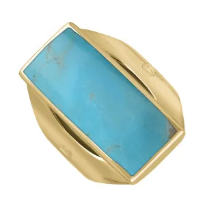 18ct Yellow Gold Turquoise Hallmark Medium Oblong Ring
