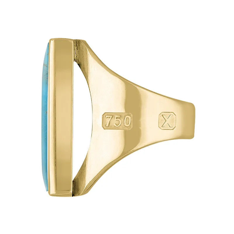 18ct Yellow Gold Turquoise Hallmark Medium Oblong Ring