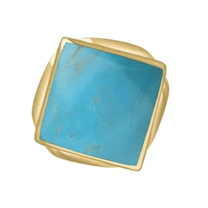 18ct Yellow Gold Turquoise Hallmark Small Rhombus Ring