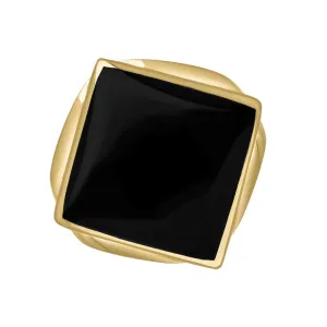 18ct Yellow Gold Whitby Jet Hallmark Small Rhombus Ring