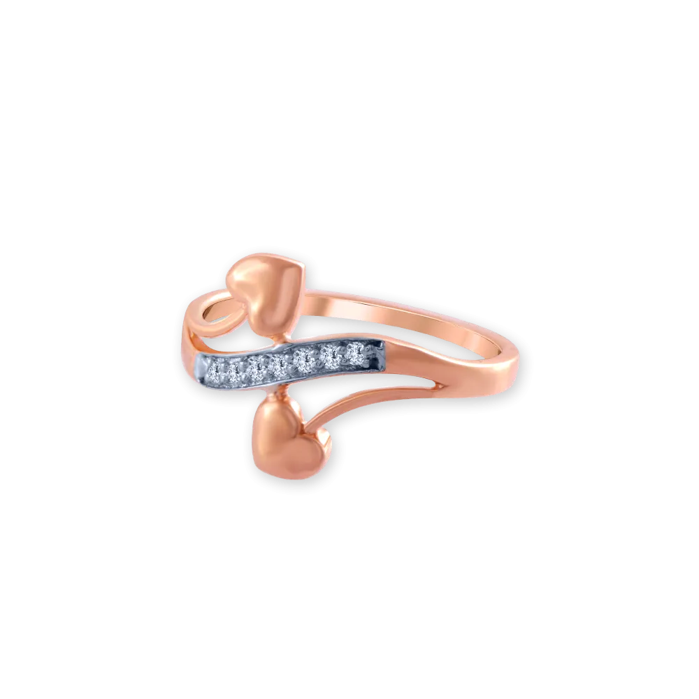 18k (750) Rose Gold And Diamond Ring For Women