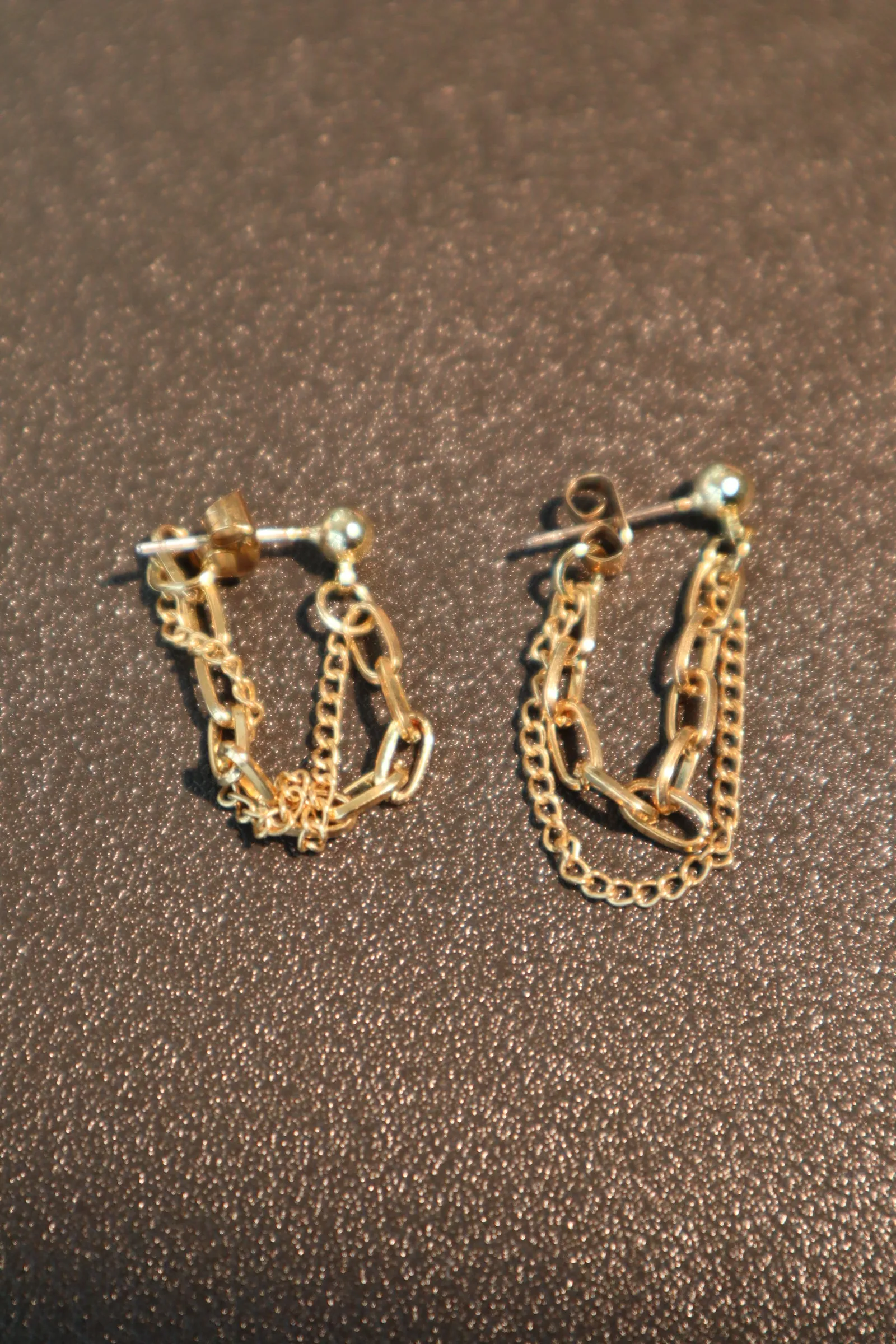 18K Gold Stainless Steel Chain Hoop Earrings