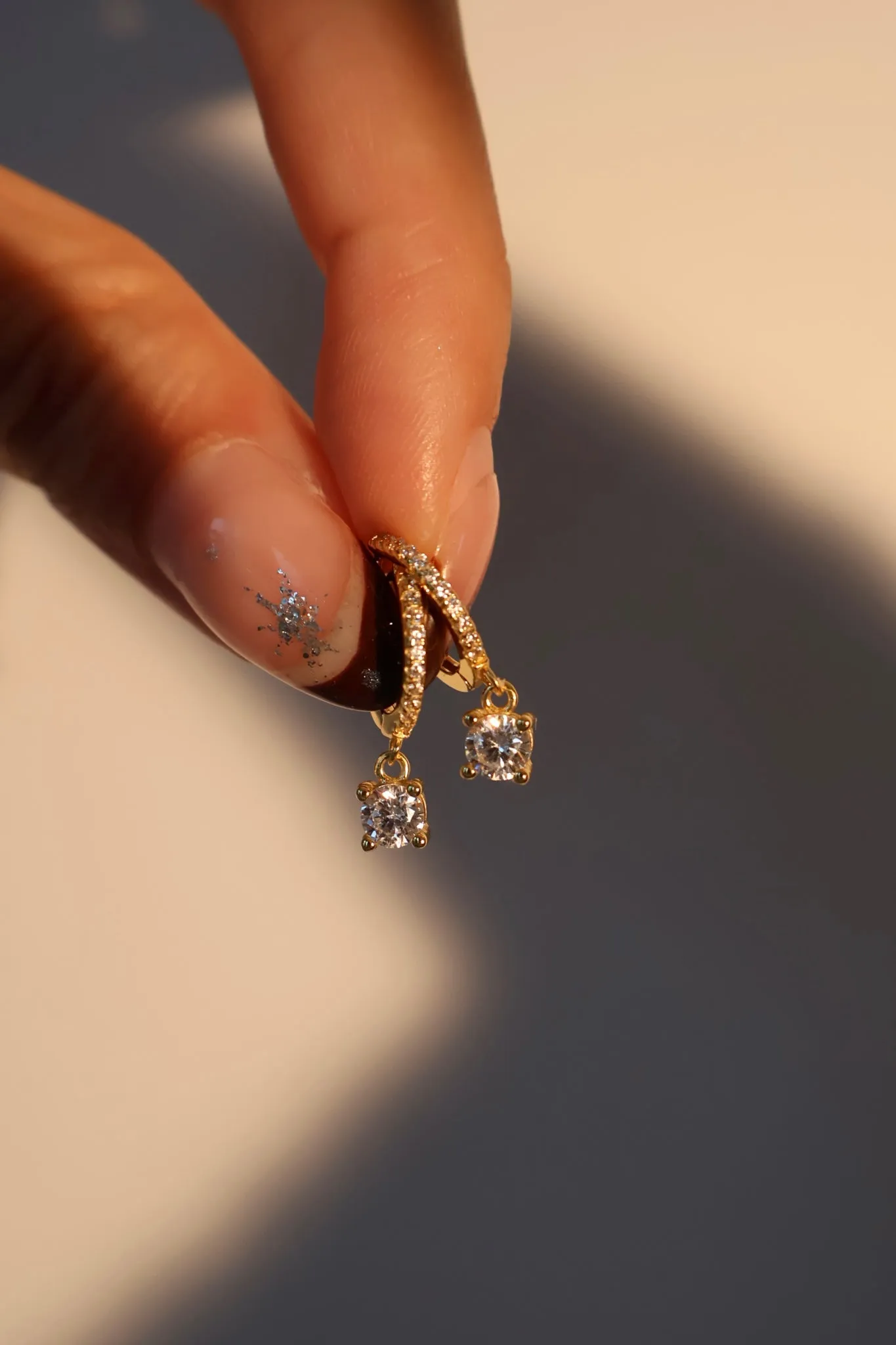 18K Gold Vermeil Diamond Hoop Earrings