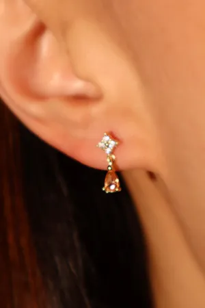 18K Real Gold Plated Lucky Leaf Droplet Earrings