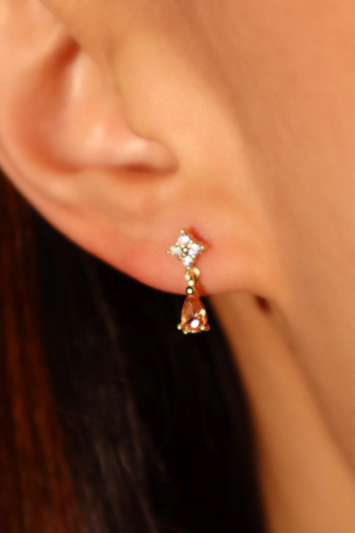 18K Real Gold Plated Lucky Leaf Droplet Earrings
