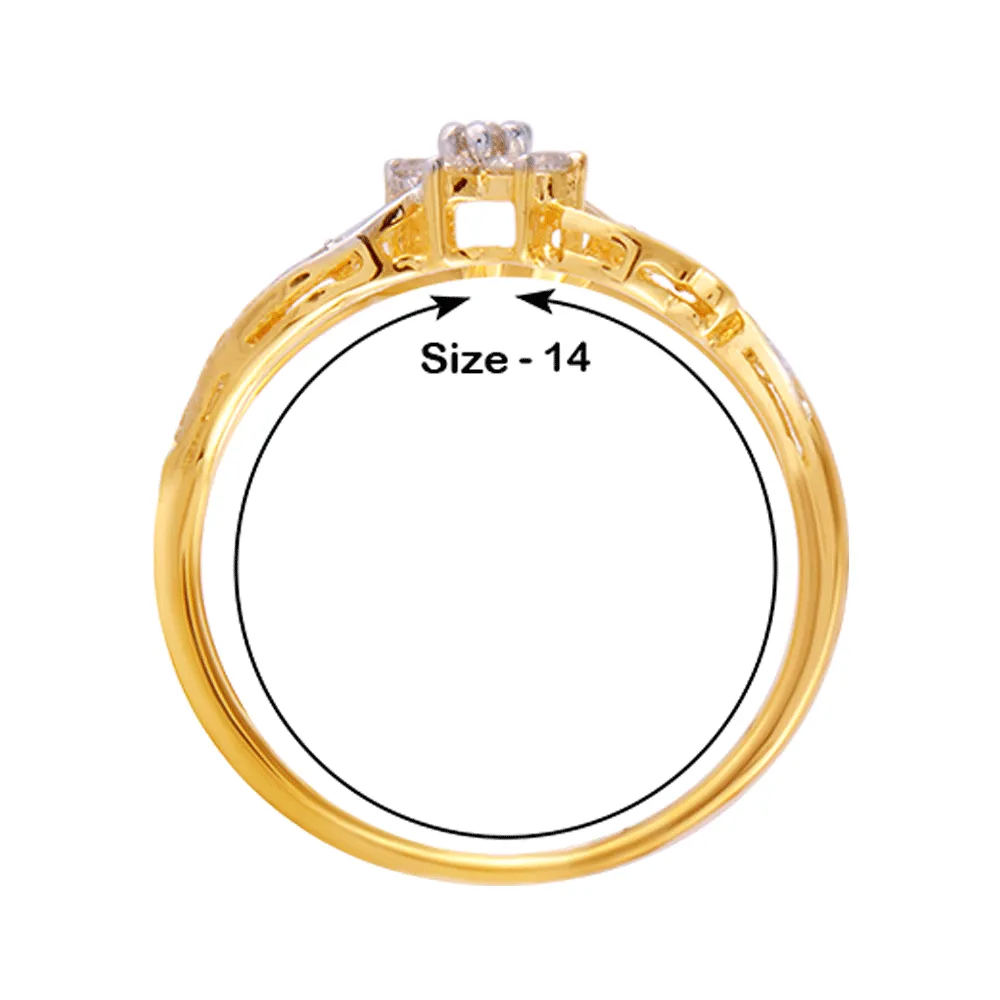 18KT (750) Yellow Gold And Diamond Ring For Women