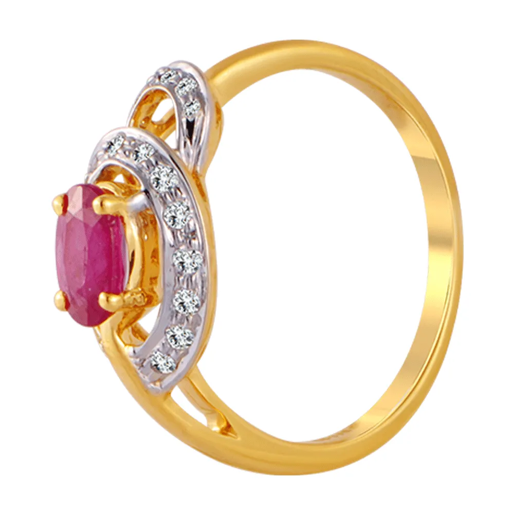 18KT (750) Yellow Gold And Diamond Ring For Women