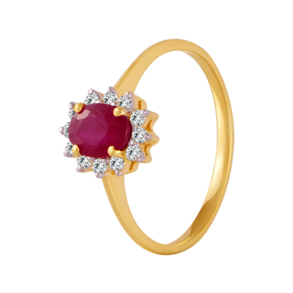 18KT (750) Yellow Gold And Diamond Ring For Women