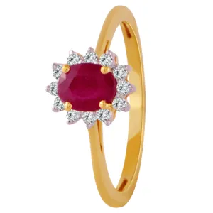 18KT (750) Yellow Gold And Diamond Ring For Women