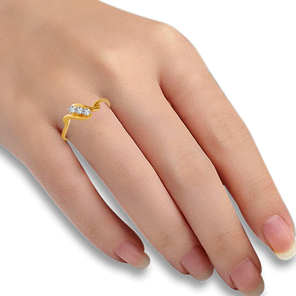 18KT (750) Yellow Gold And Diamond Ring For Women