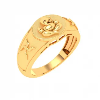 22k Male Gold Ring With Ganesha & Om Sign From Mugdhaa Collection