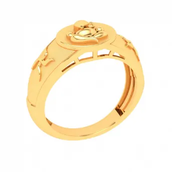 22k Male Gold Ring With Ganesha & Om Sign From Mugdhaa Collection