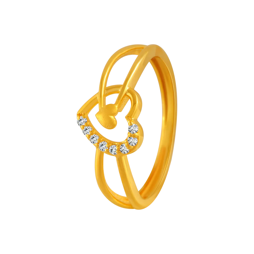 22KT Yellow Gold And American Diamond Ring For Women