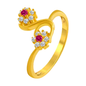 22KT Yellow Gold And American Diamond Ring For Women
