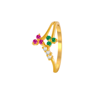 22KT Yellow Gold And American Diamond Ring For Women