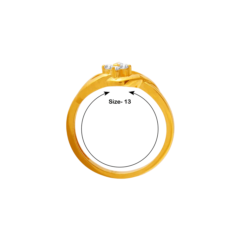22KT Yellow Gold And American Diamond Ring For Women