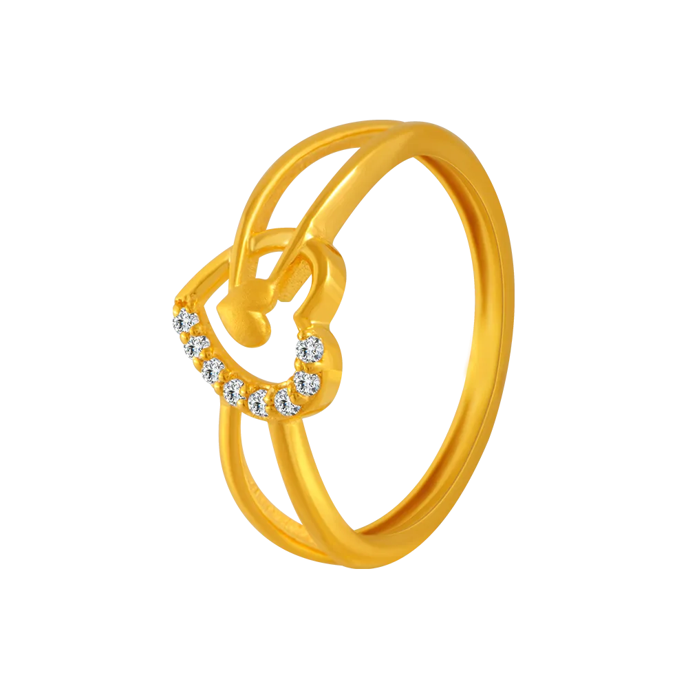 22KT Yellow Gold And American Diamond Ring For Women