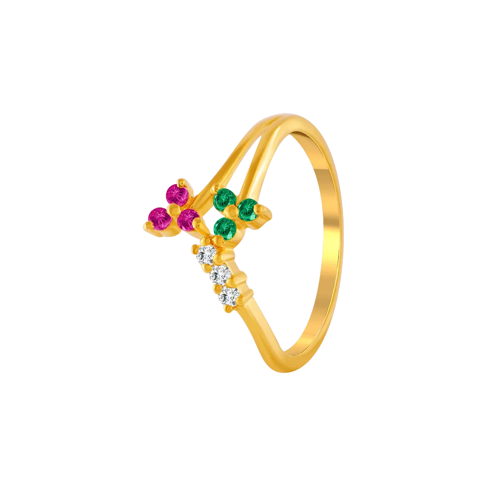22KT Yellow Gold And American Diamond Ring For Women
