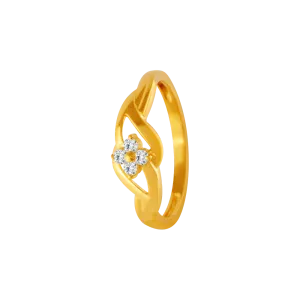 22KT Yellow Gold And American Diamond Ring For Women