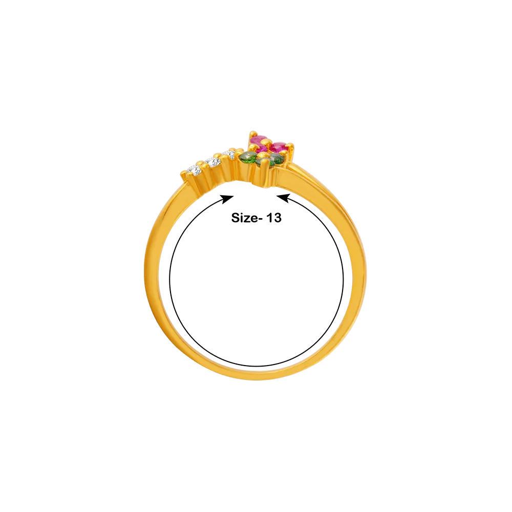 22KT Yellow Gold And American Diamond Ring For Women