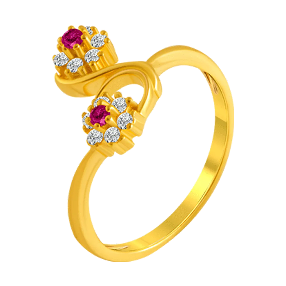 22KT Yellow Gold And American Diamond Ring For Women