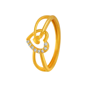 22KT Yellow Gold And American Diamond Ring For Women