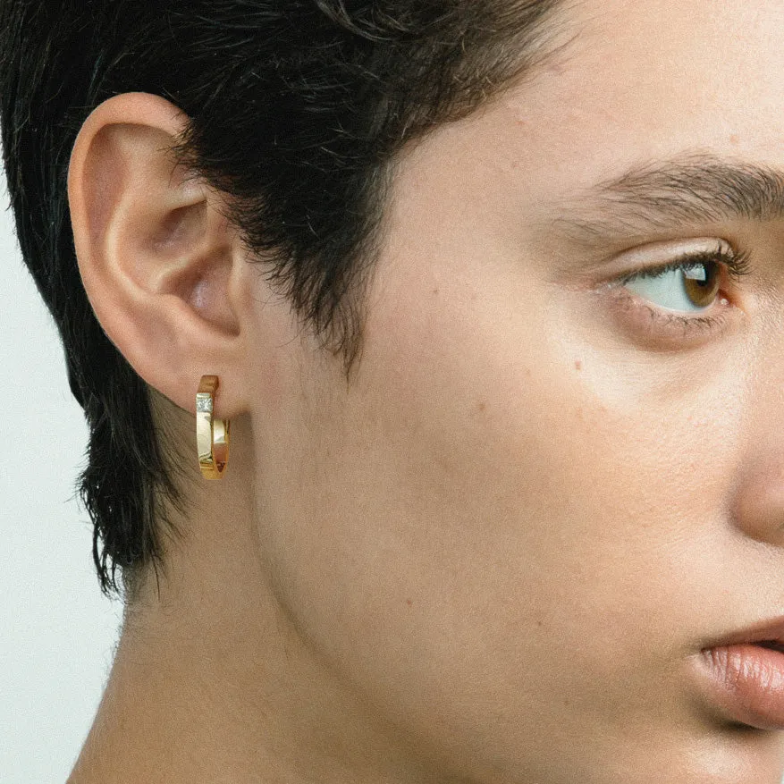 2.5mm Braga Hoop Earrings with Diamonds