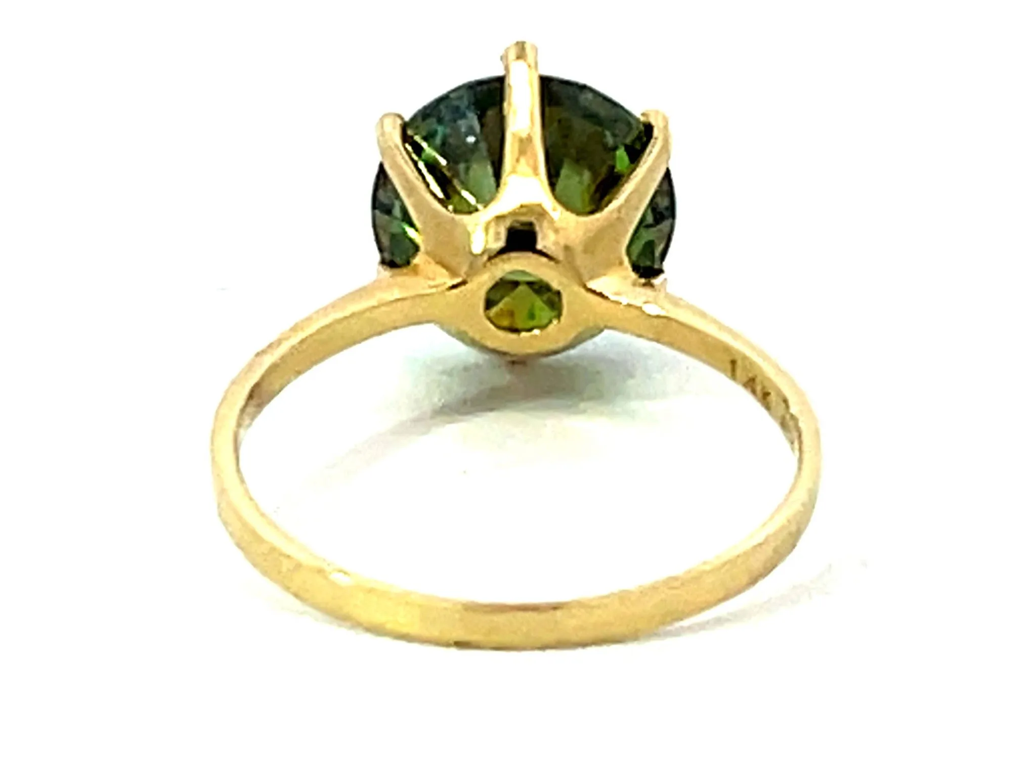 4 Carat Fancy Intense Green Moissanite Solitaire Ring in 14K Yellow Gold