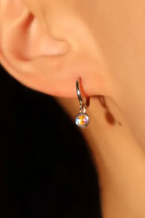 925 Sterling Silver Moonstone Hoop Earrings