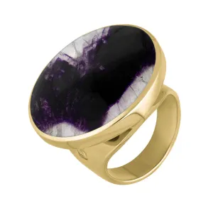 9ct Yellow Gold Blue John Hallmark Medium Round Ring