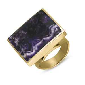 9ct Yellow Gold Blue John Hallmark Medium Square Ring