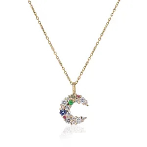 Anp?? Atelier x Anna Winck 14K Gold Necklace w. Diamonds, Sapphires & Tsavorite
