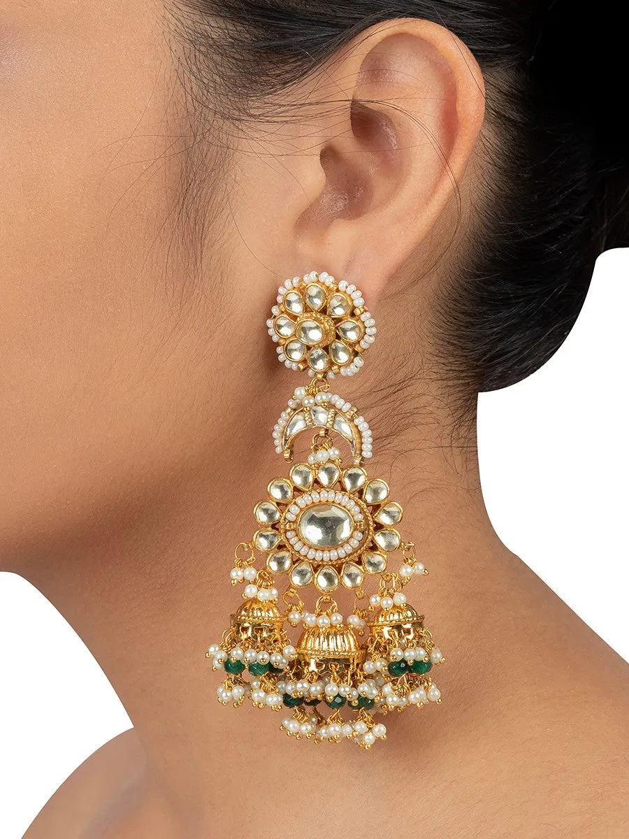 Anushka Sharma in Green Color Gold Plated Jadau Kundan Earrings - ME476