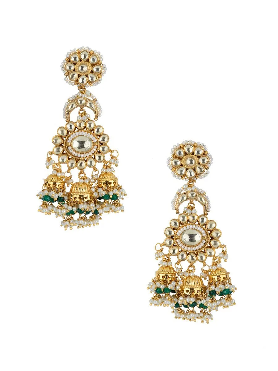 Anushka Sharma in Green Color Gold Plated Jadau Kundan Earrings - ME476