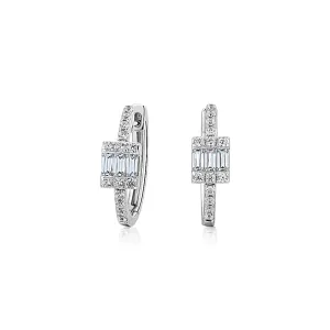 Baguette and Round Brilliant fancy earrings with 0.55 carats* of diamond simulants in 10 carat white gold