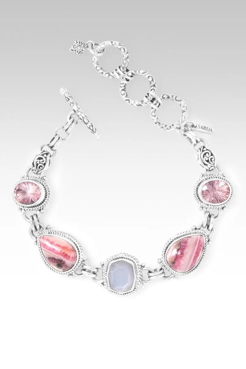 Better Life Bracelet? in Rhodochrosite, White Moonstone & Mountain Wizard? Mystic Quartz