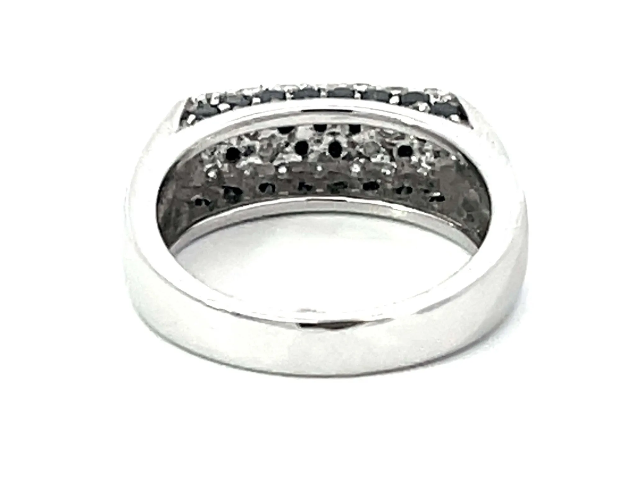 Black and White Diamond Dome Ring in 18k White Gold