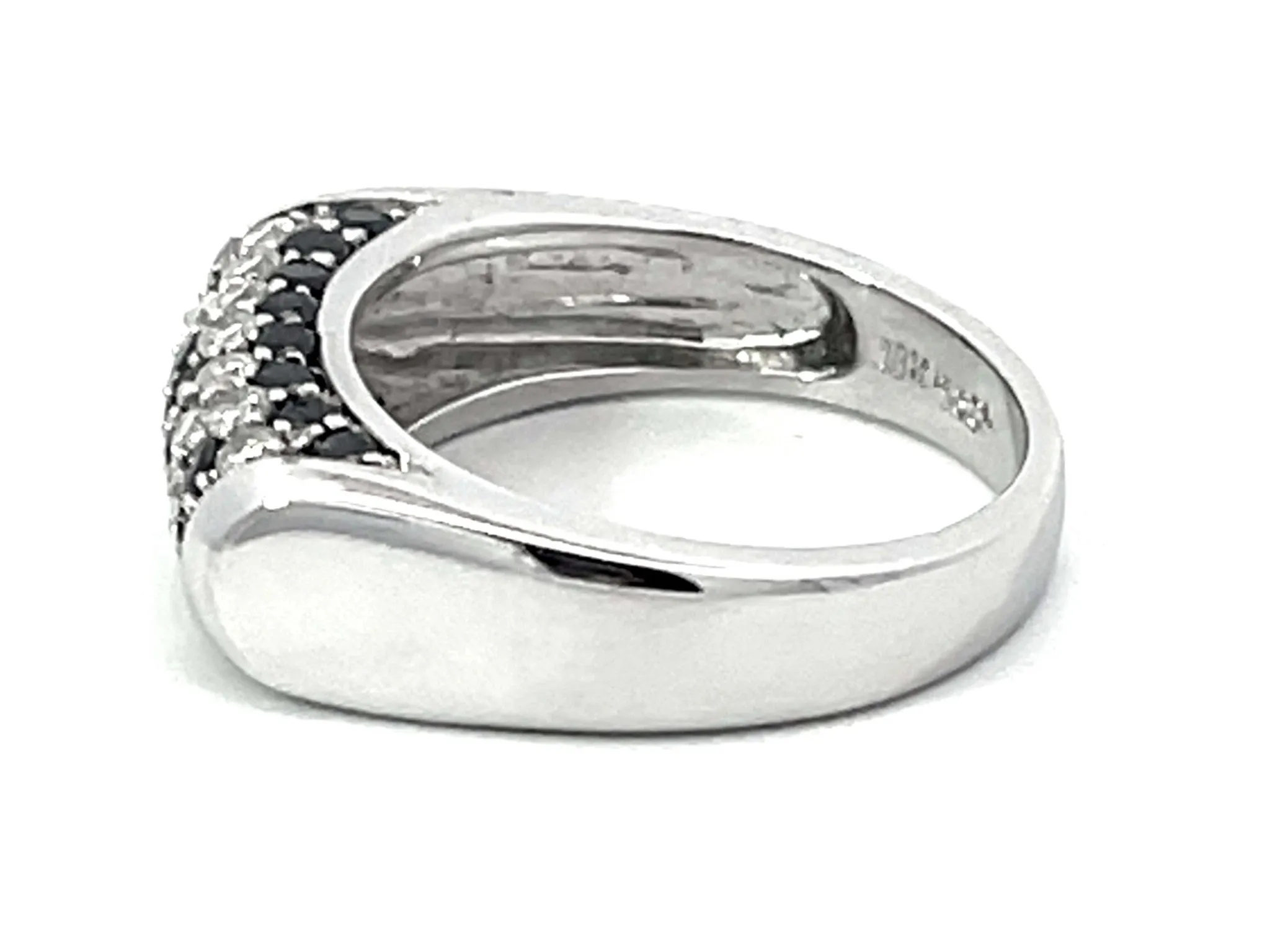 Black and White Diamond Dome Ring in 18k White Gold