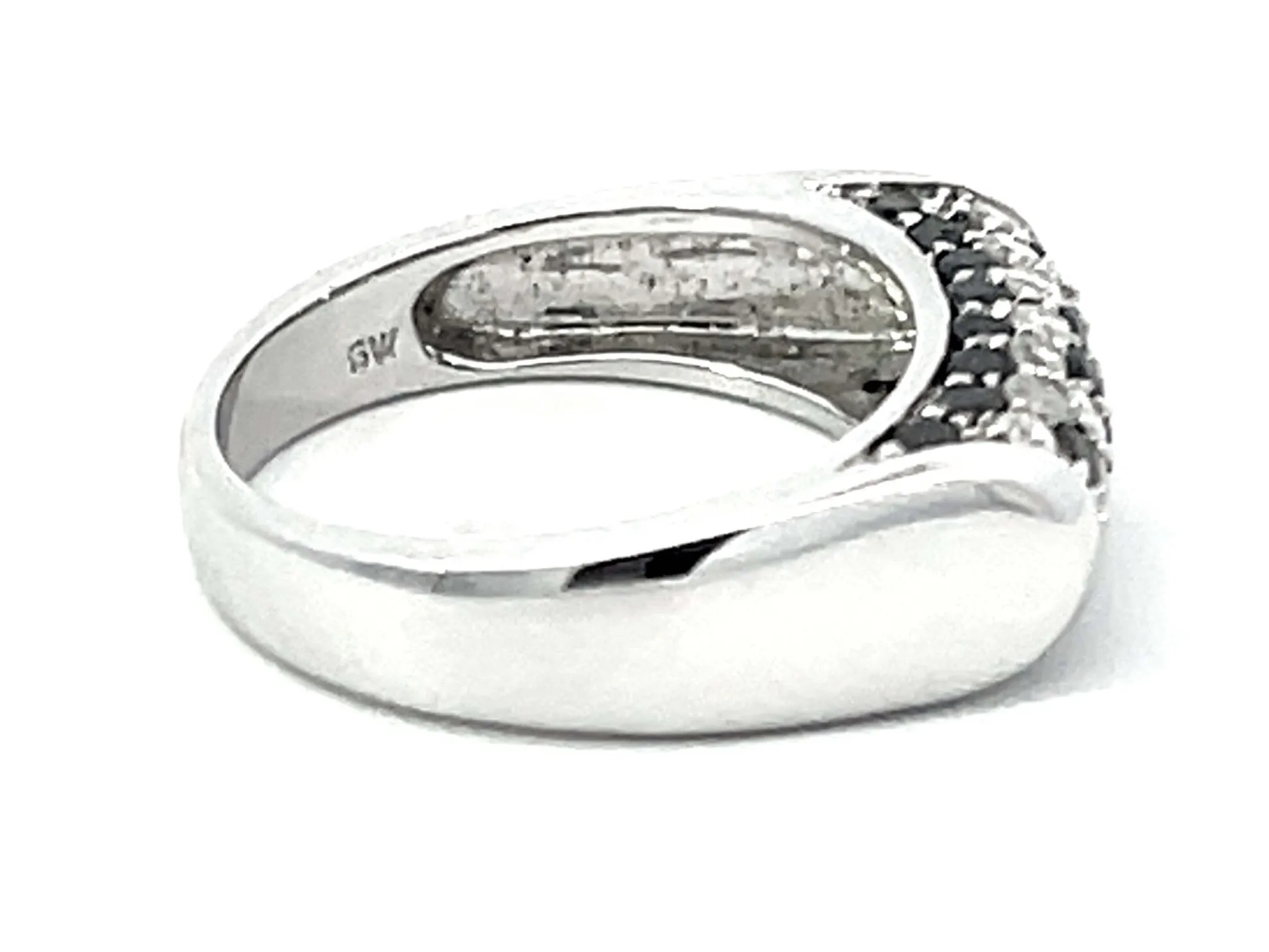 Black and White Diamond Dome Ring in 18k White Gold