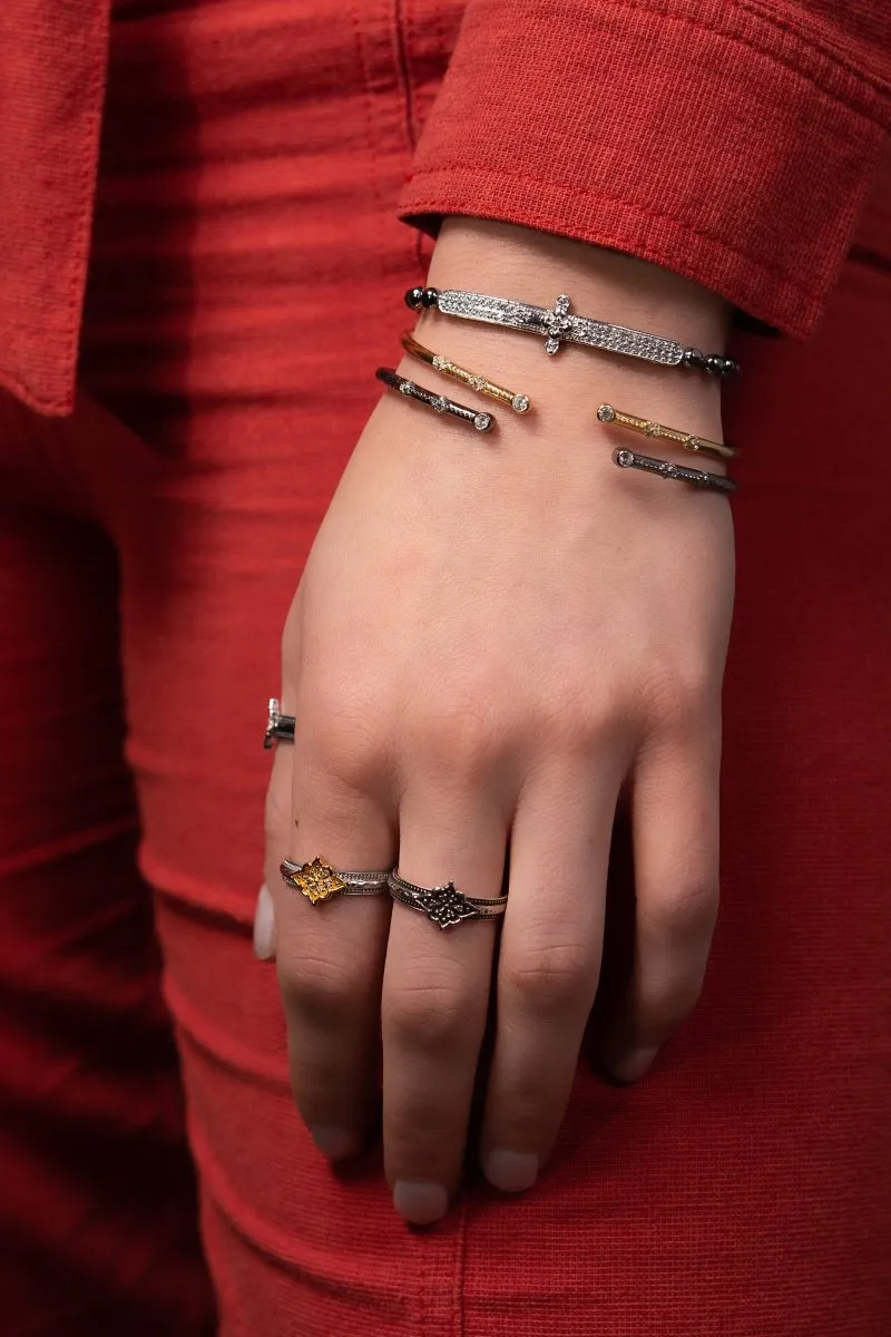 Black Rhodium Joy in Gratitude Tip-to-Tip Bracelet? in White Zircon