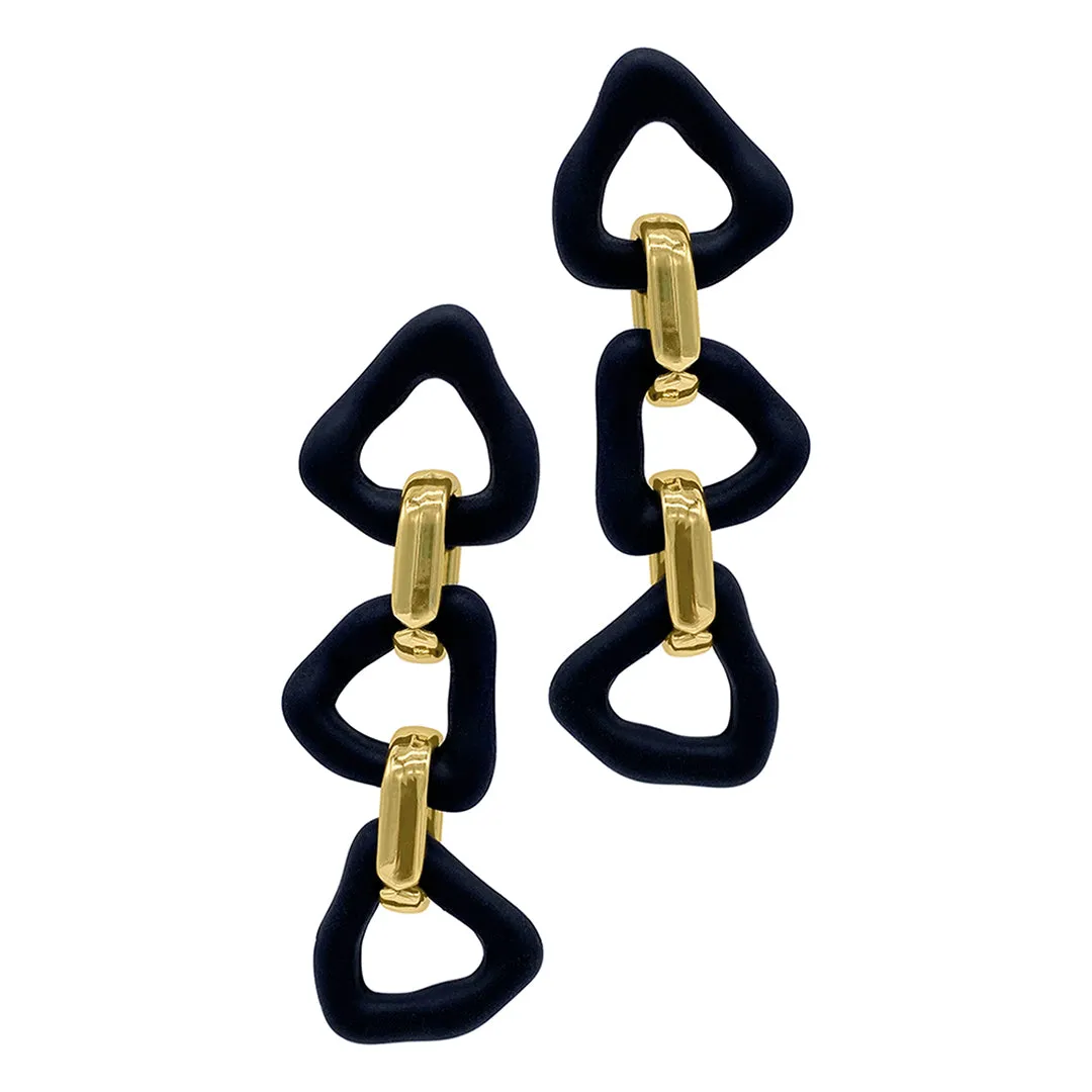 Black Triangle Drop Earrings