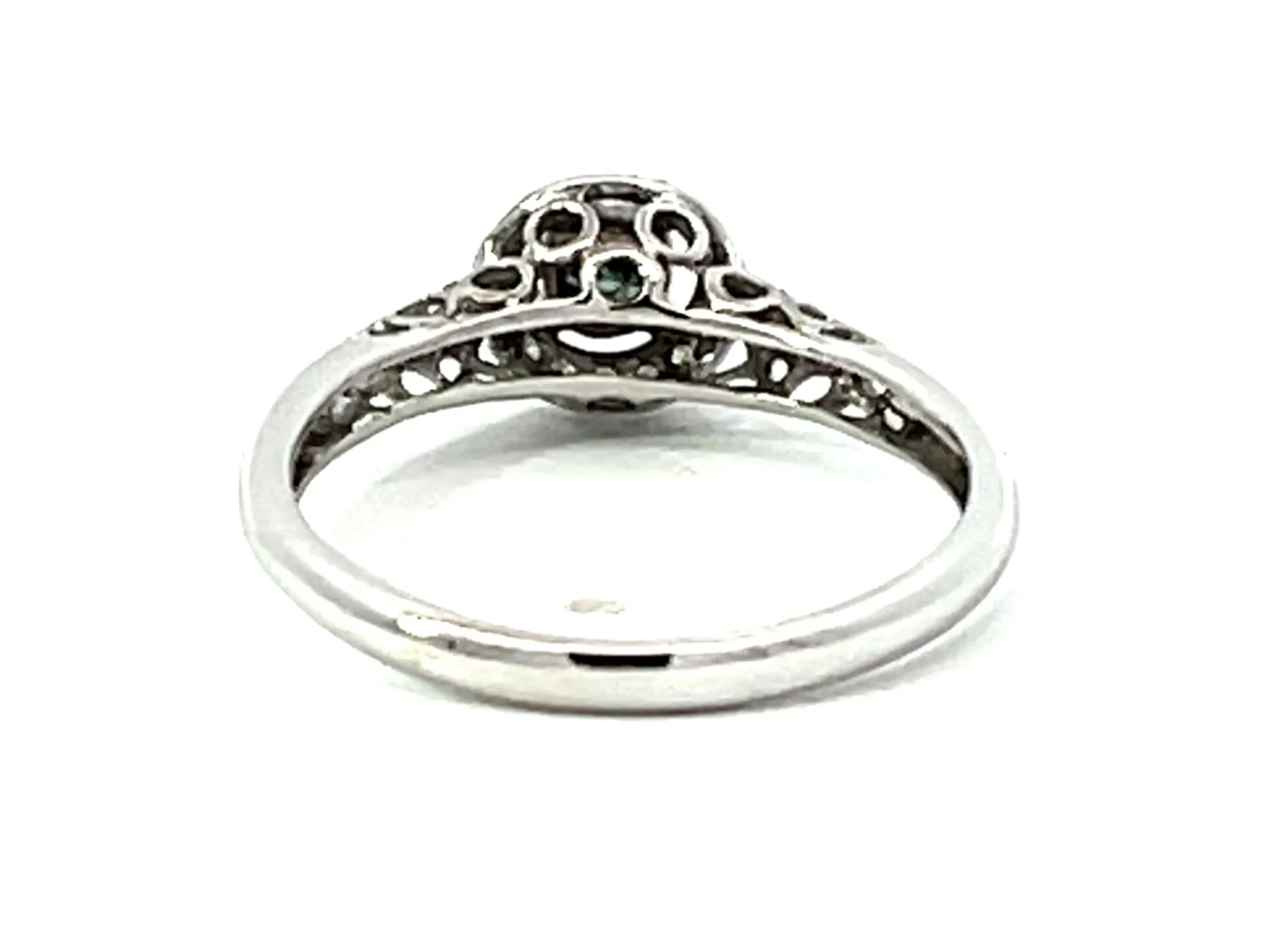 Blue Diamond Diamond Halo Ring Solid 14k White Gold
