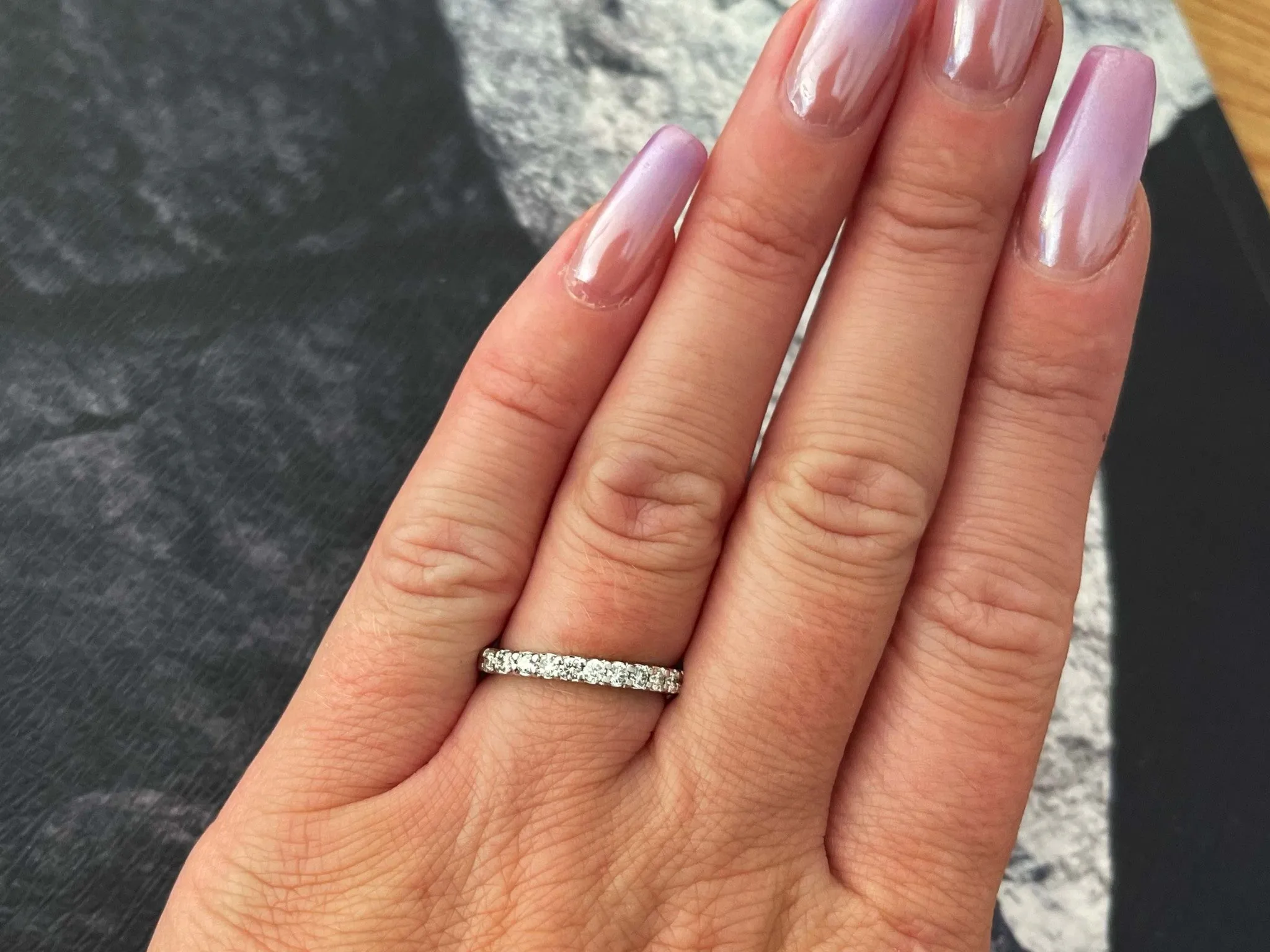 Brilliant Cut Diamond Band Ring Solid 14k White Gold