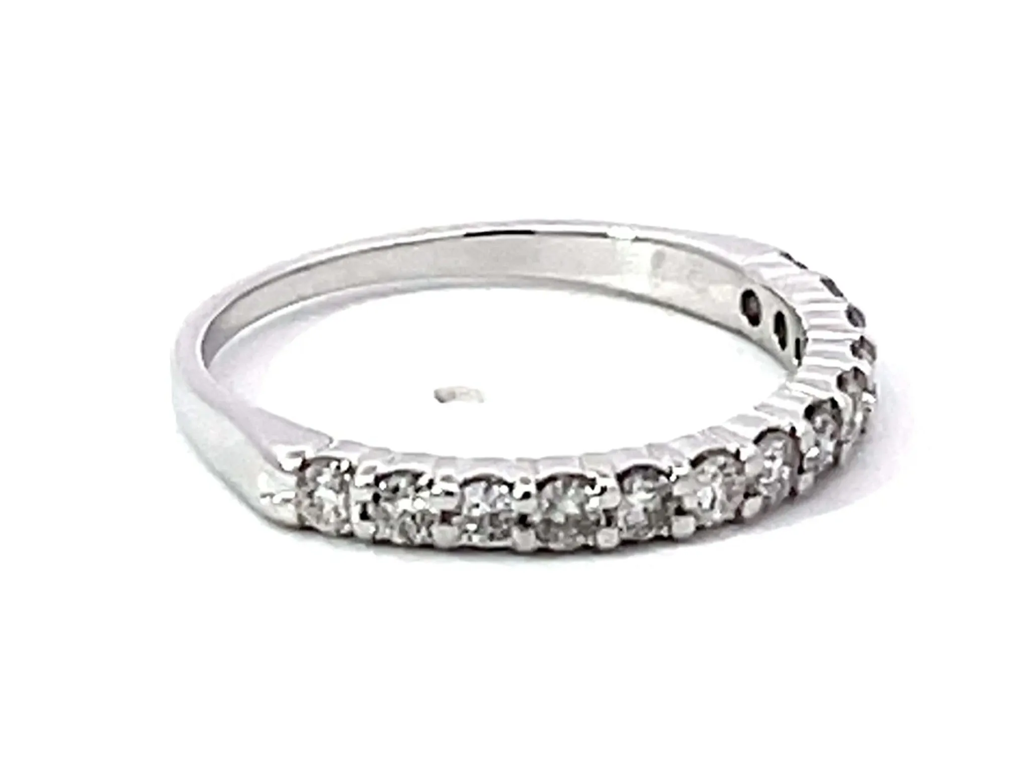 Brilliant Cut Diamond Band Ring Solid 14k White Gold
