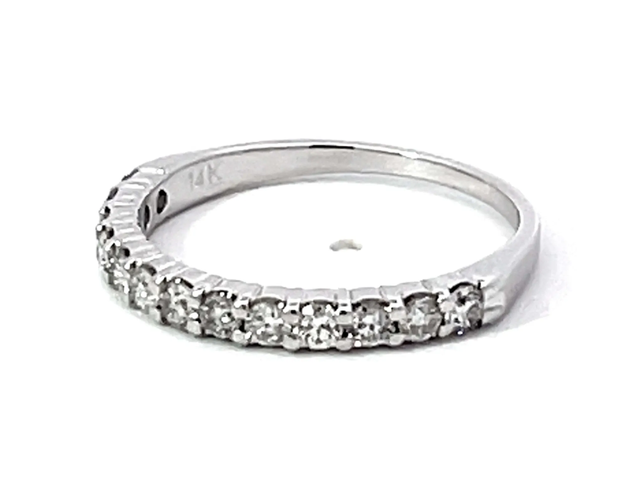 Brilliant Cut Diamond Band Ring Solid 14k White Gold