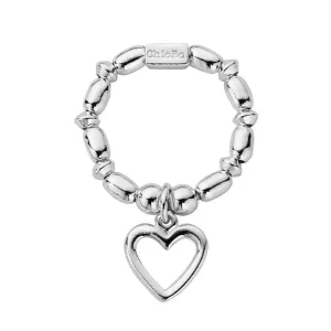 ChloBo Sterling Silver Mini Rice Open Heart Ring
