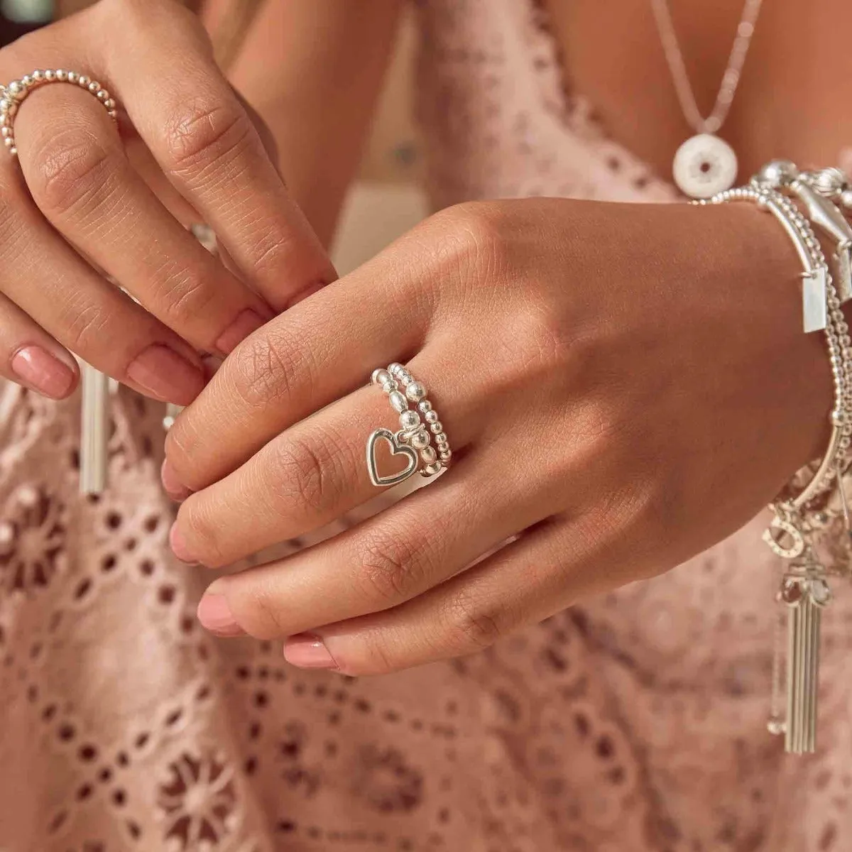ChloBo Sterling Silver Mini Rice Open Heart Ring