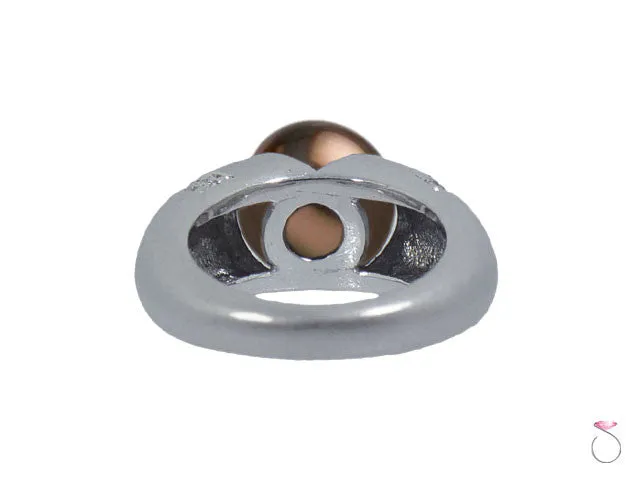 Chocolate Tahitian Pearl Diamond Ring 0.36ct in 18K
