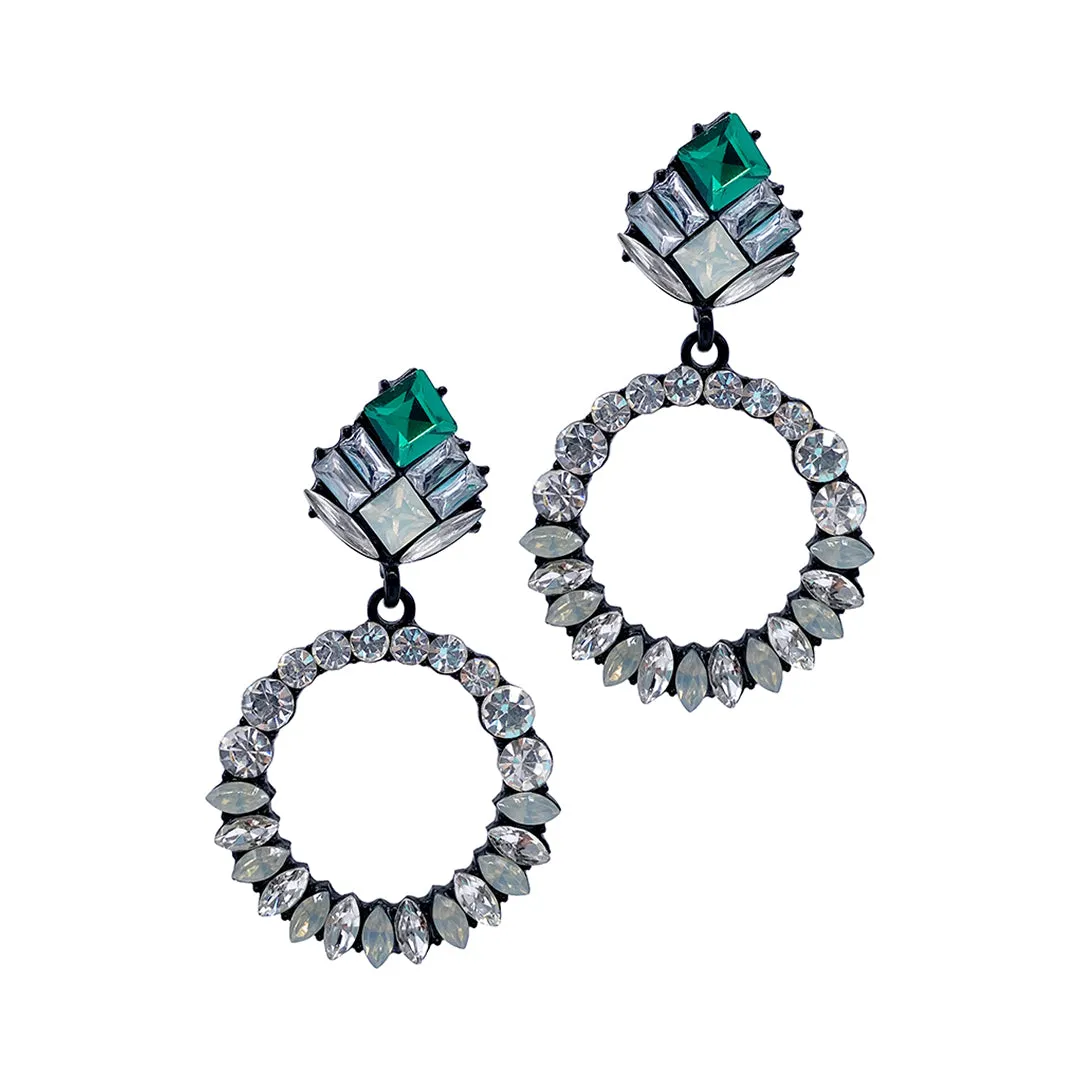 Clear Crystal Flower Drop Earrings